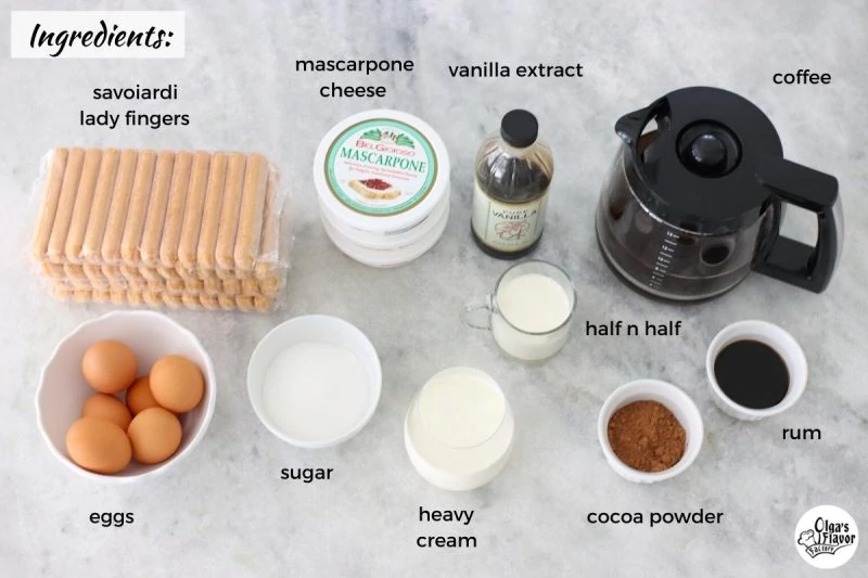 Ingredients for Tiramisu