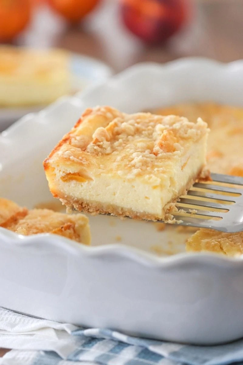 Ricotta Cheesecake Bars With Peaches