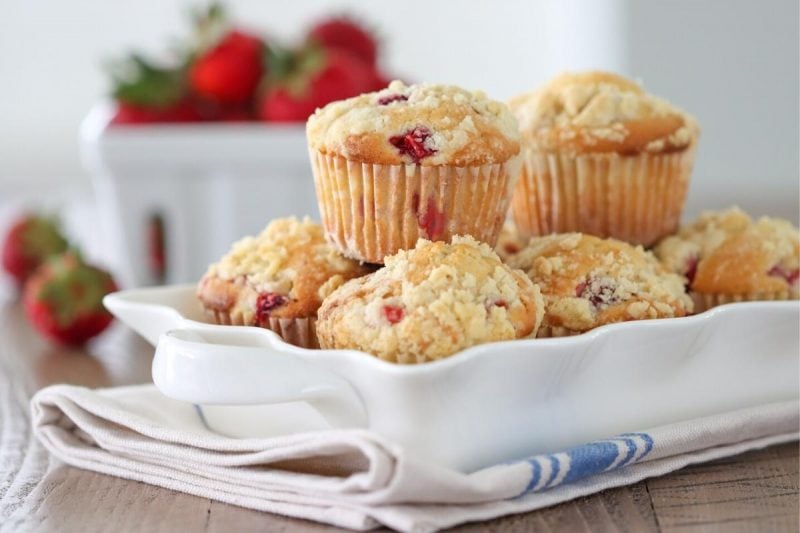 Strawberry Muffins on a serving plate