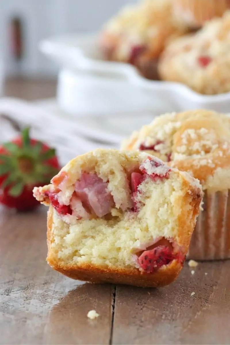 Strawberry Orange muffins - so soft and tender, almost like a cake. 