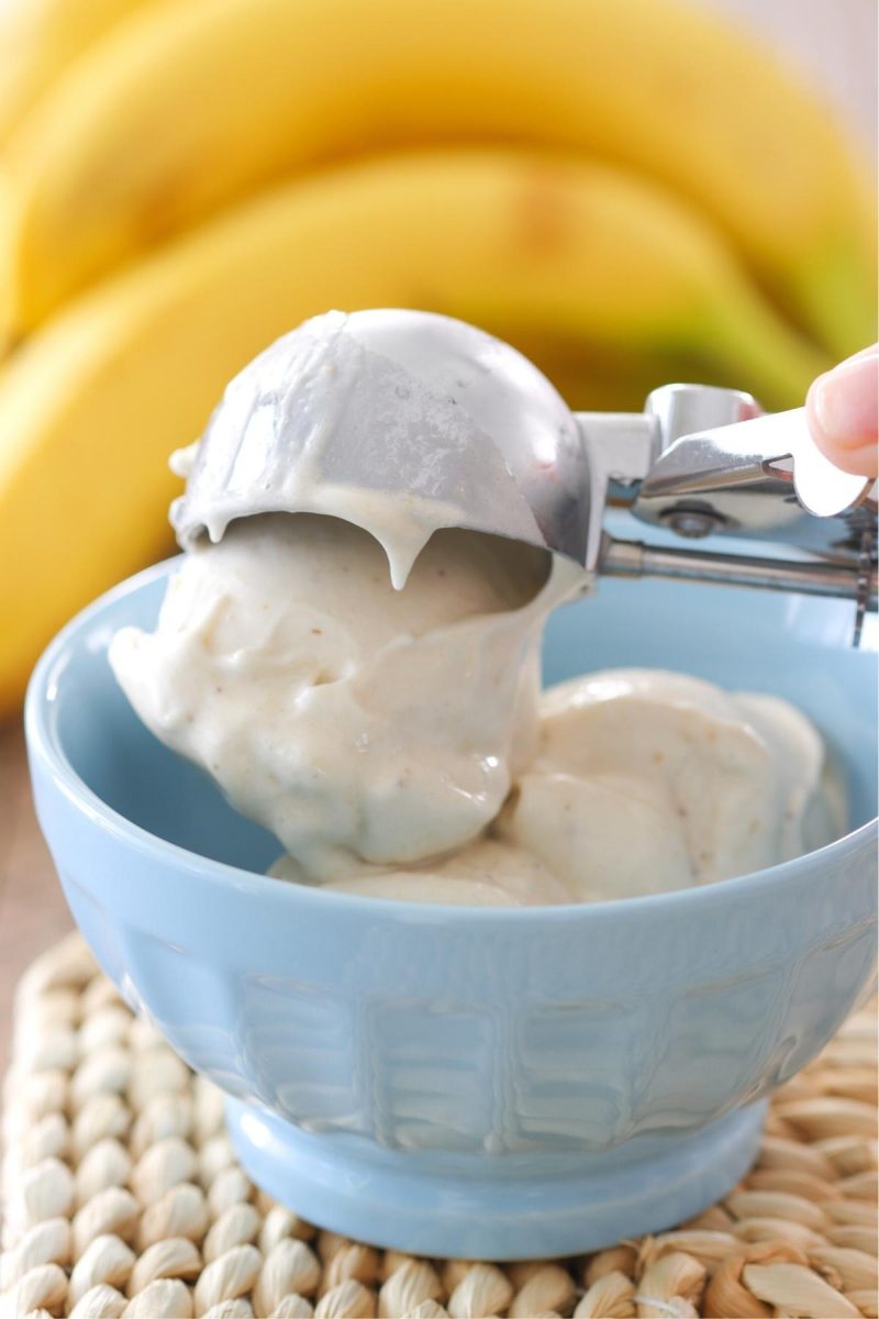 Banana Ice Cream With only 1 ingredient - frozen bananas
dairy free, sugar free banana ice cream