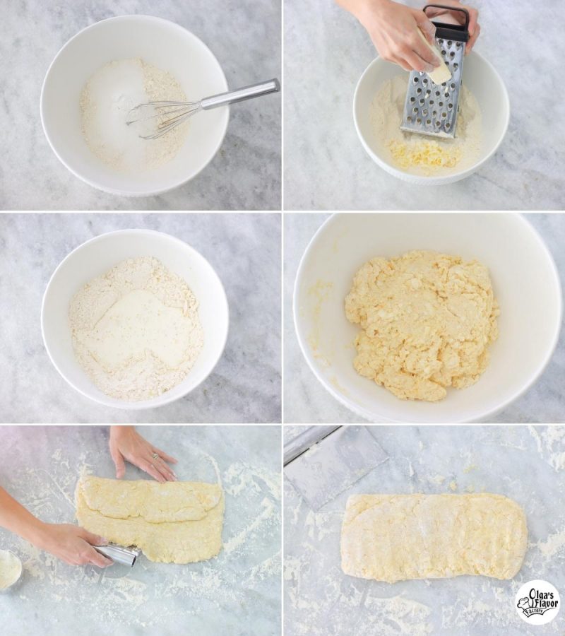 How to make the dough for blueberry scones step by step tutorial. 