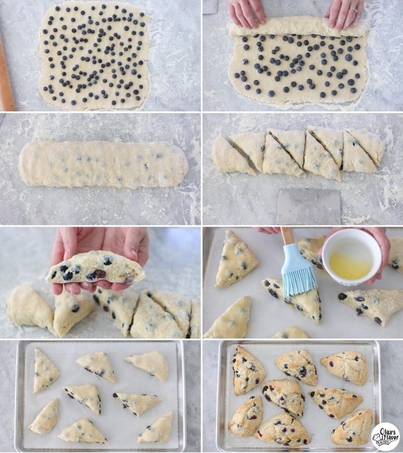 How to make homemade blueberry lemon scones step by step tutorial. 
