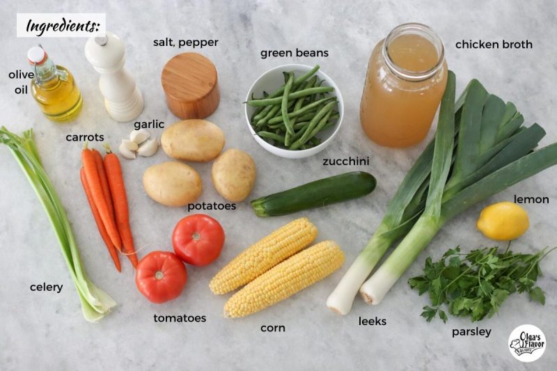 Ingredients For Homemade Garden Vegetable Soup