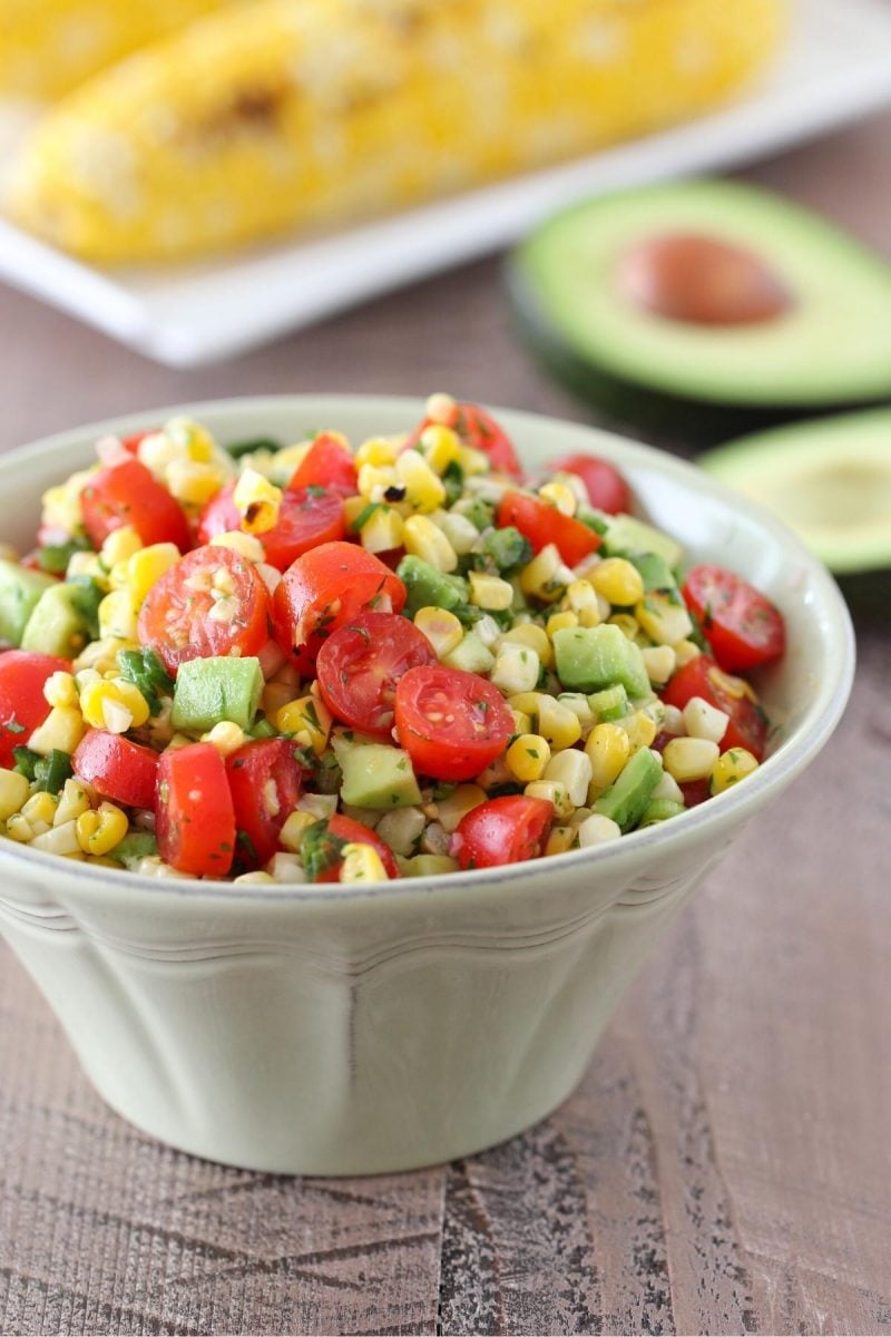 Roasted Corn, Tomato and Avocado Salad