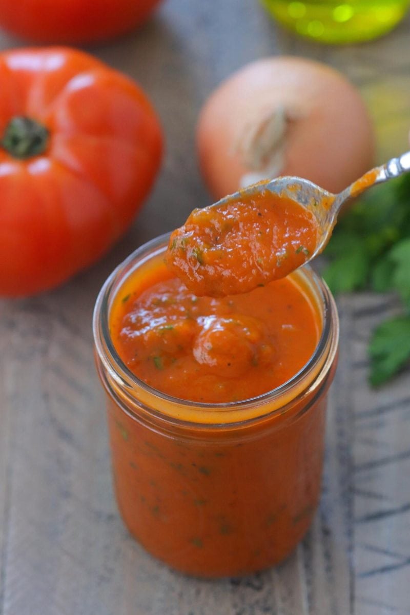 Easy tomato onion sauce made with just 3 ingredients, tomatoes, onions and olive oil. 