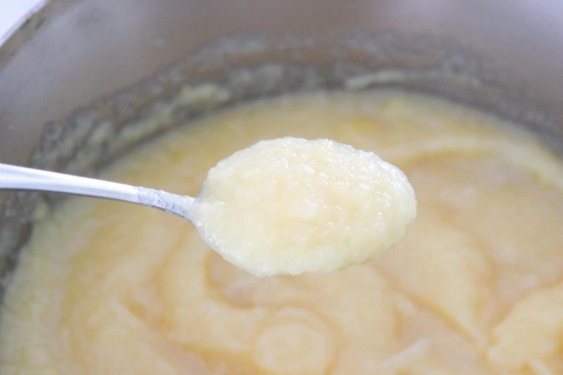 Spoonful of homemade apple pear sauce