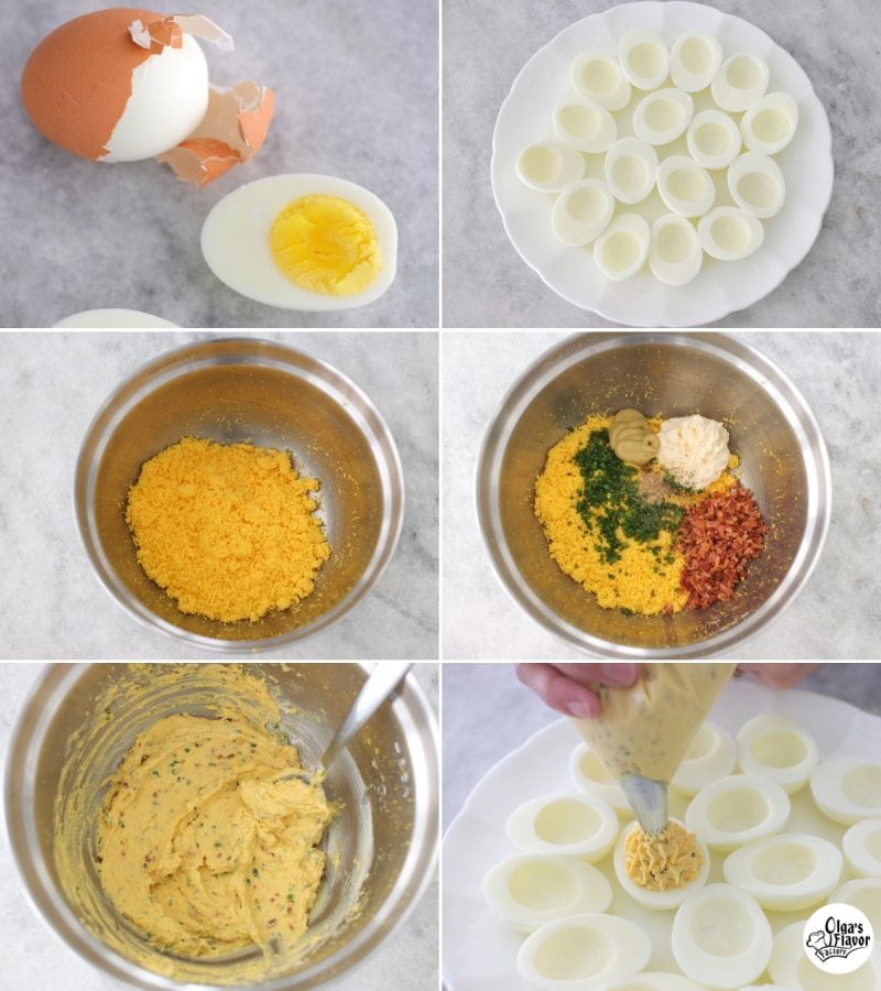 How to make Bacon deviled eggs, step by step tutorial