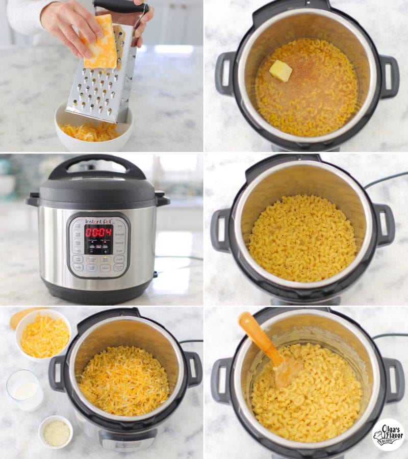Step by step tutorial of how to make Instant Pot Macaroni and Cheese