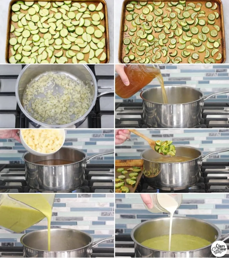 Step by step tutorial of how to make creamy zucchini soup