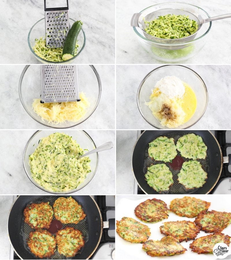 step by step tutorial of how to make Zucchini Potato fritters