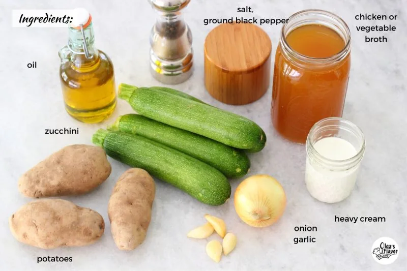 Ingredients For Creamy Zucchini Soup