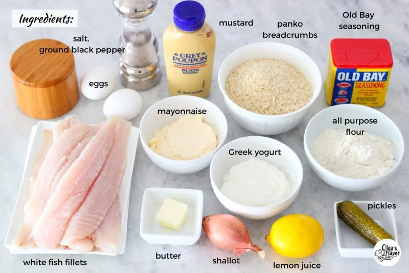 Ingredients For Homemade Fish Sticks and Tartar Sauce