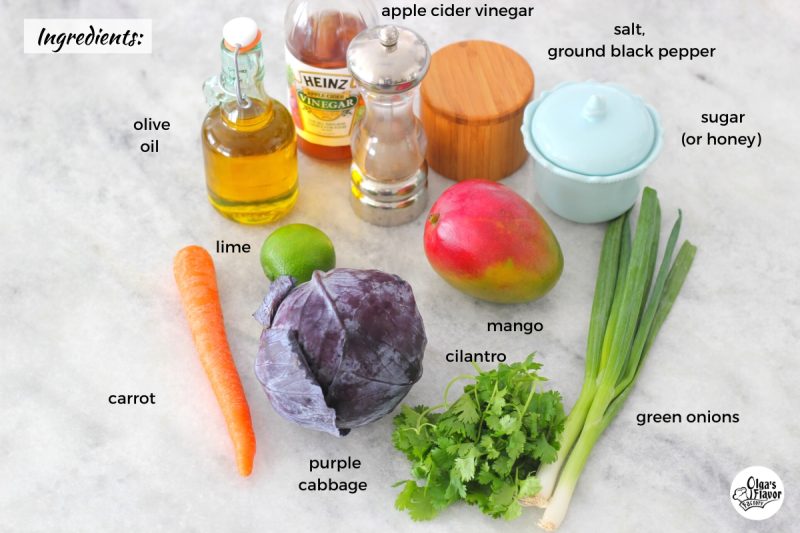 Ingredients For Tropical Purple Cabbage Slaw