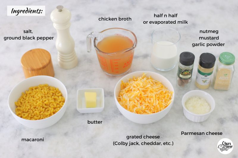Ingredients for Instant Pot Mac n Cheese