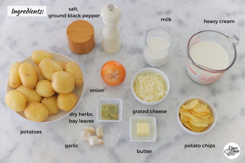 Ingredients for homemade scalloped potatoes