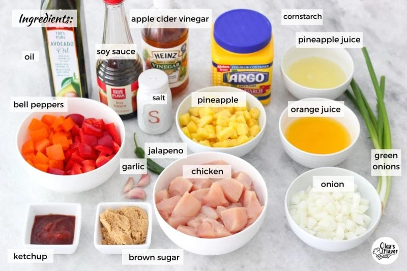 Ingredients For Sweet and Sour Chicken With Pineapple