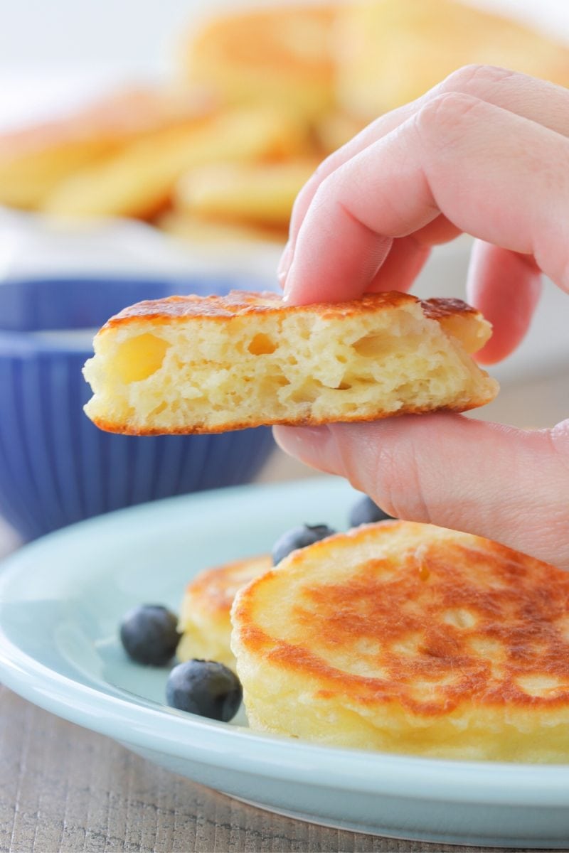 Yeast pancakes on the inside. So fluffy and airy. 
Oladi 