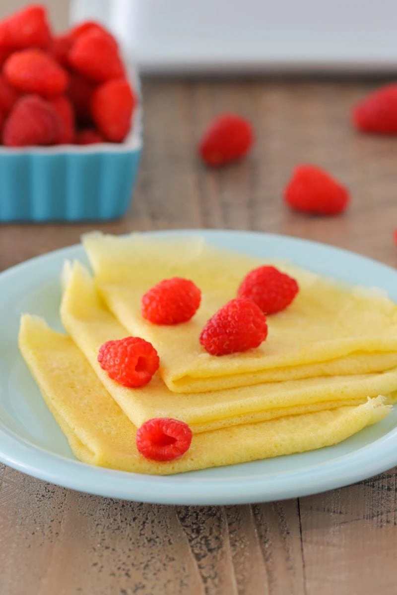 Sourdough Crepes - thin and airy crepes with raspberries