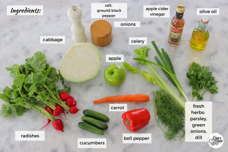 Ingredients for Healthy Cabbage Salad