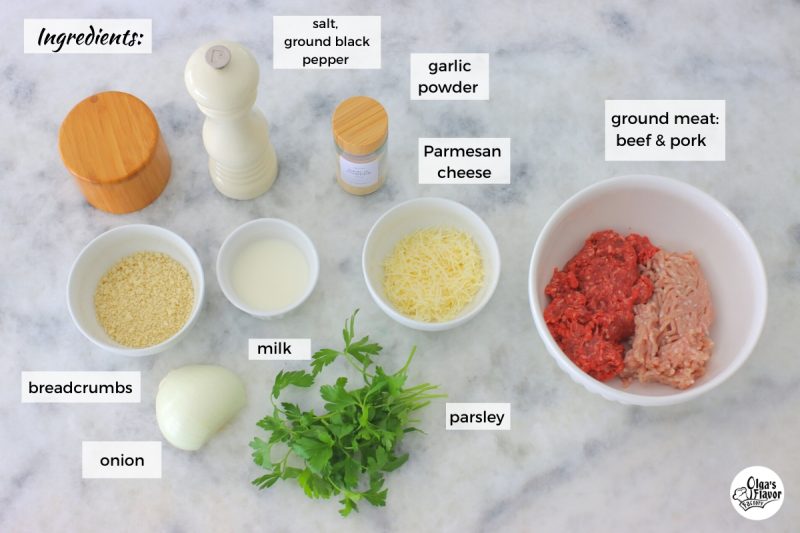 Ingredients for Meatballs in Italian Wedding Soup