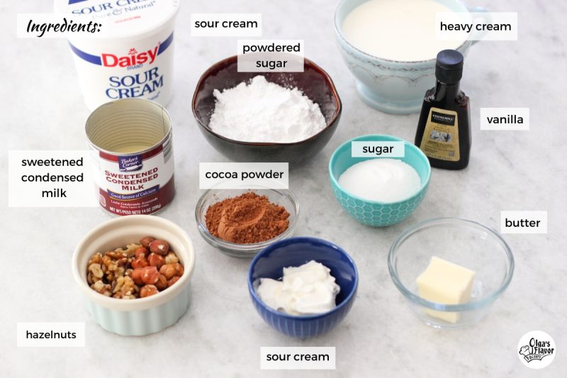 Ingredients For Chocolate Volcano Cake Frosting and Chocolate Glaze