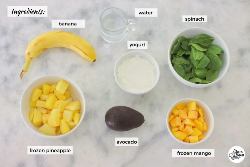 Ingredients for green smoothie for kids