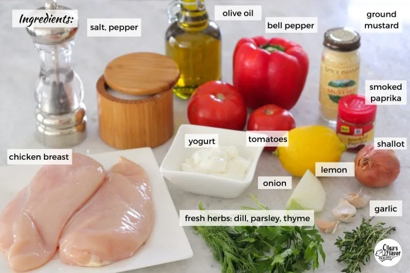 Ingredients for chicken kabobs in the oven