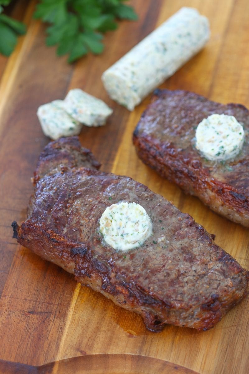 Broiled Steak with flavored butter