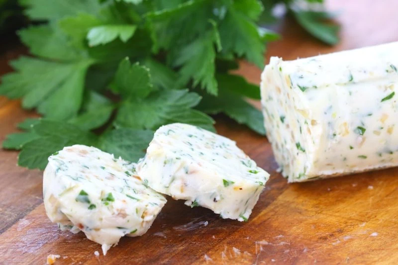 Flavored Butter with shallots, garlic, lemon and herbs
