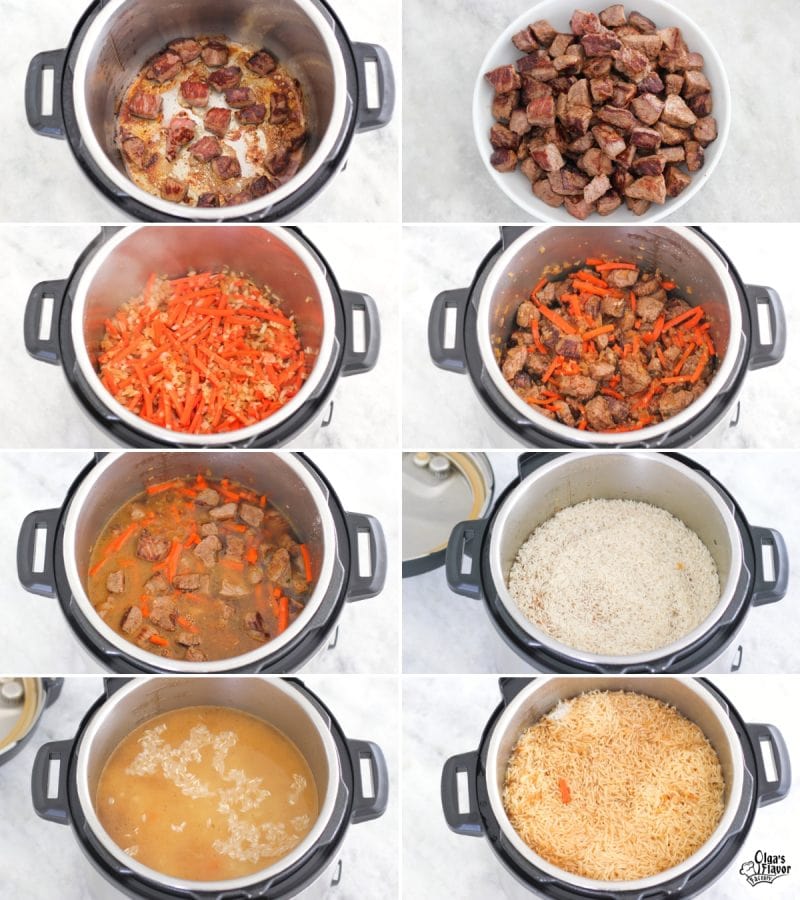 How to make Instant Pot Beef and Rice Plov step by step tutorial
