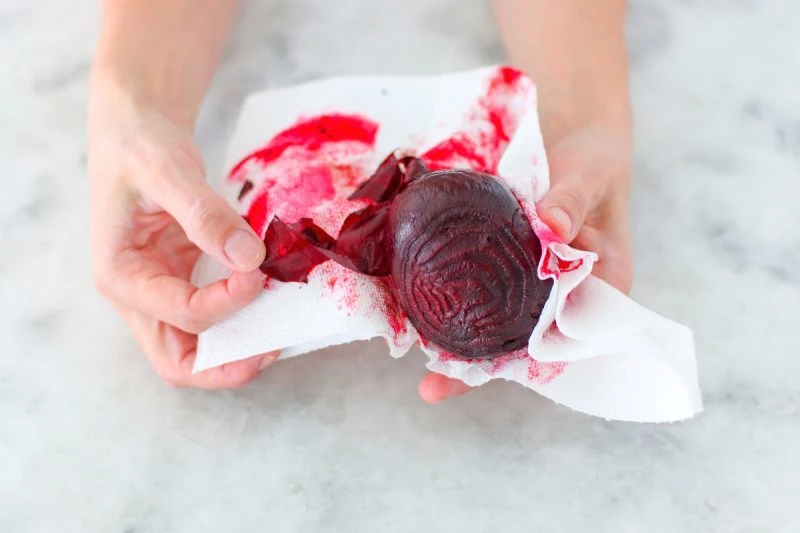 How To Peel Roasted Beets using a paper towel. 