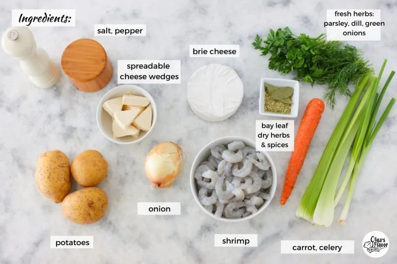Ingredients for Creamy Shrimp Chowder