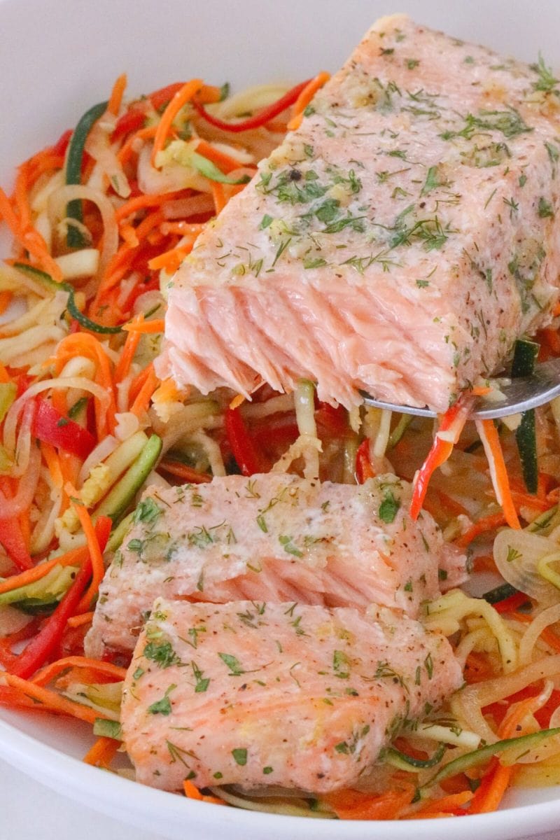 Salmon and Vegetables baked in parchment