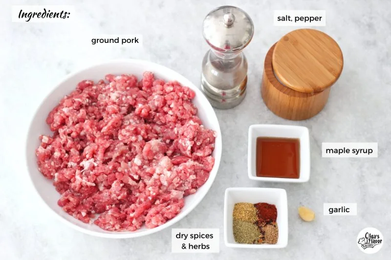 Ingredients for homemade breakfast sausage