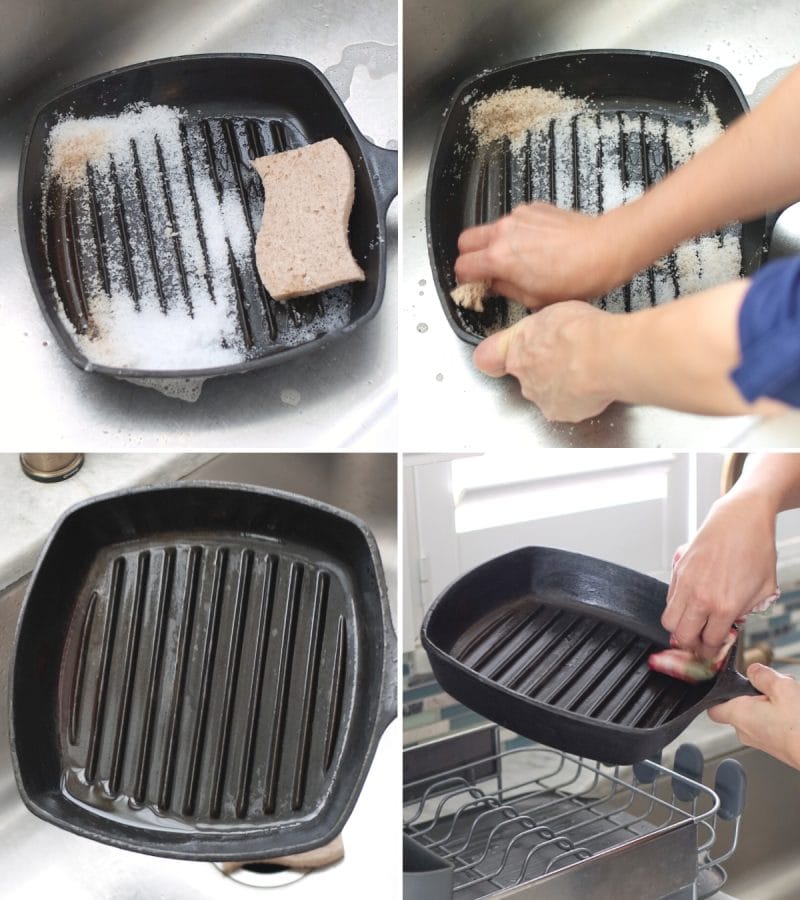 How to remove rust from cast iron using coarse salt, like kosher salt 