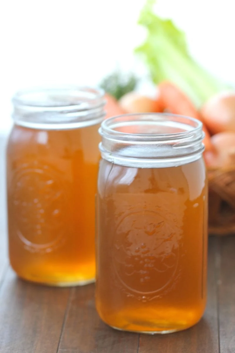 homemade vegetable broth made with a variety of vegetables and mushrooms