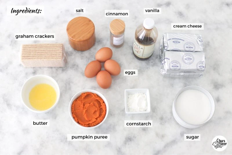 Ingredients for Pumpkin Swirl Cheesecake