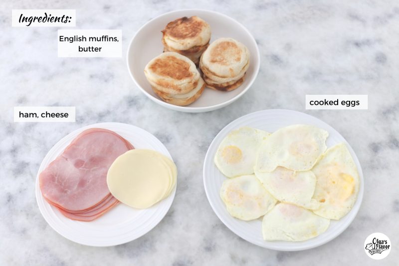 Ingredients for English muffin breakfast sandwiches 