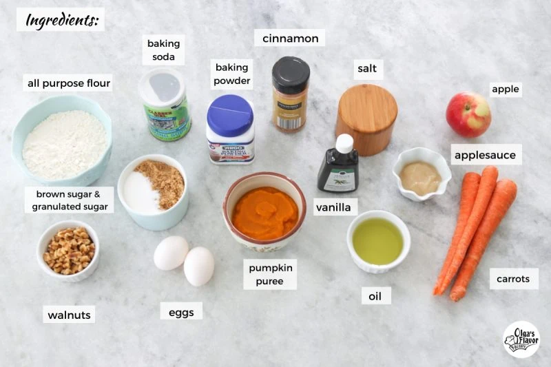 Ingredients For Pumpkin Carrot Muffins