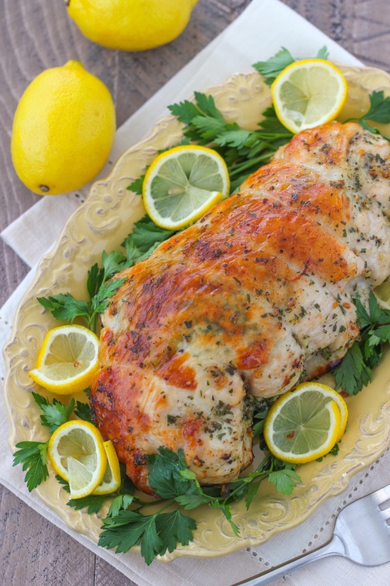 Roasted Turkey Breast with lemon, garlic and herb butter