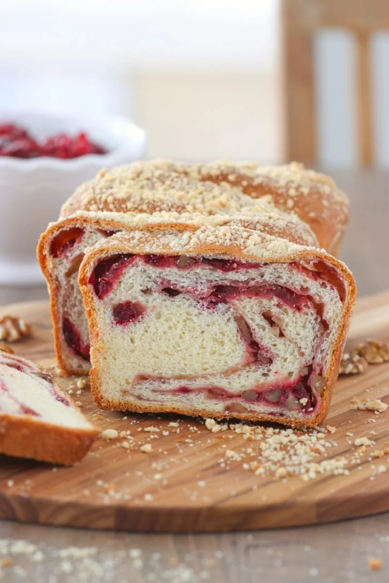 Soft Cranberry Walnut Swirled Bread