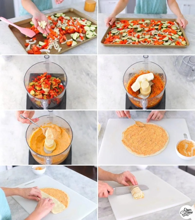 How to make Turkey Pinwheels with roasted vegetable cream cheese spread