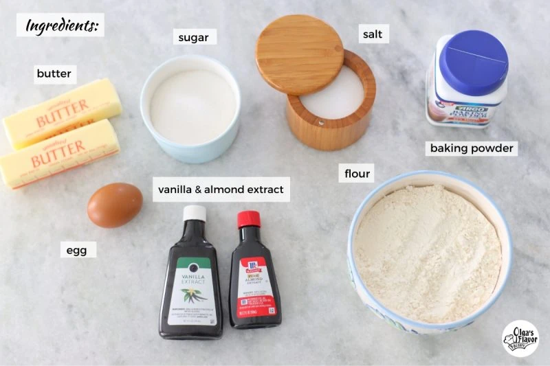 Ingredients for soft cut out sugar cookies
