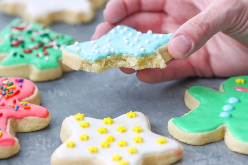 Soft cut out sugar cookies 
star with blue sour cream icing and sprinkles