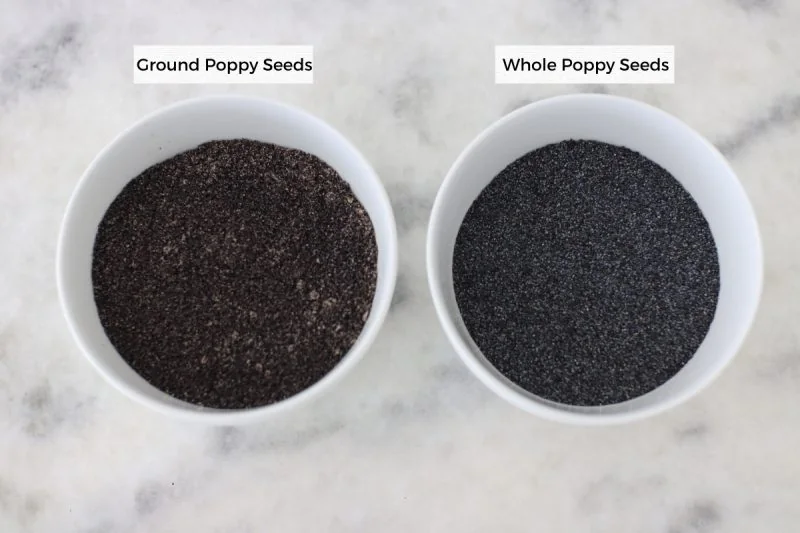 whole poppy seeds and ground poppy seeds for baking and to make poppy seed filling
