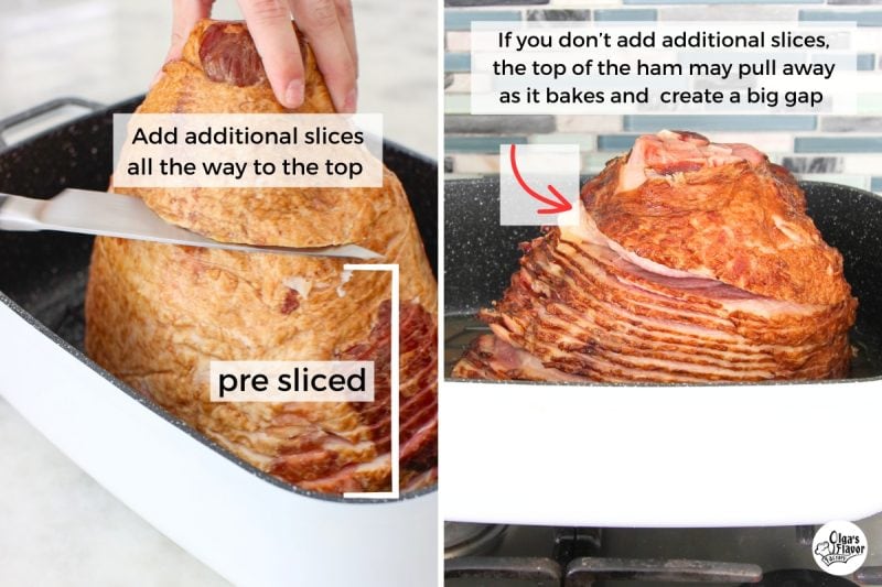 adding additional slices to the top of ham