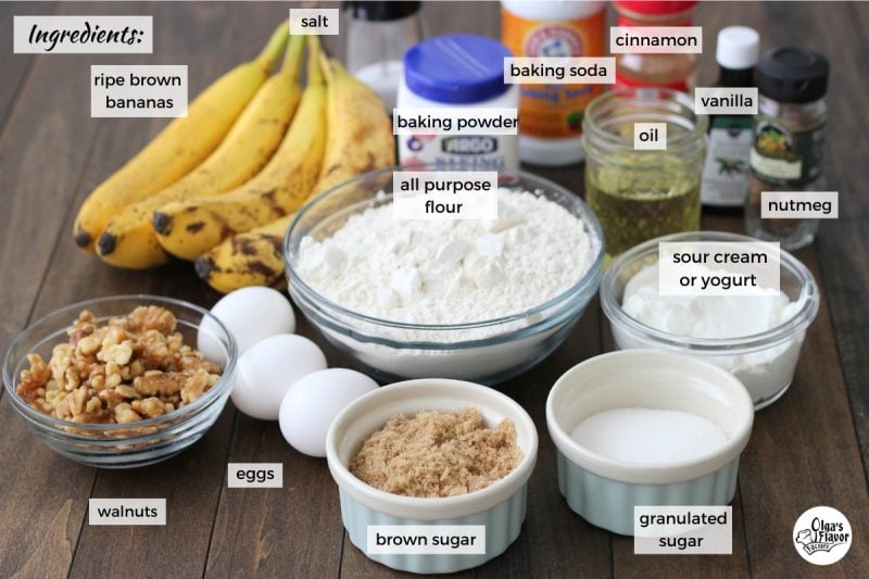 Ingredients for Banana Walnut Muffins